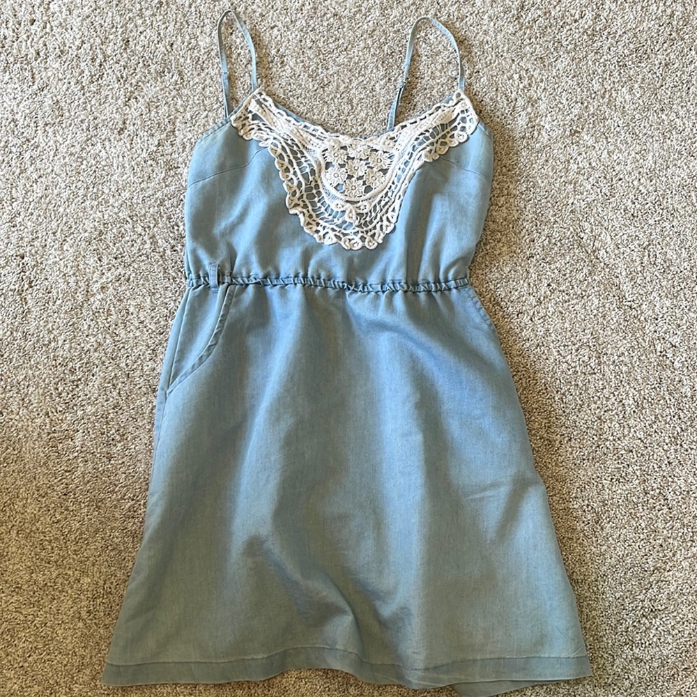 Soft jean looking material dress with pockets